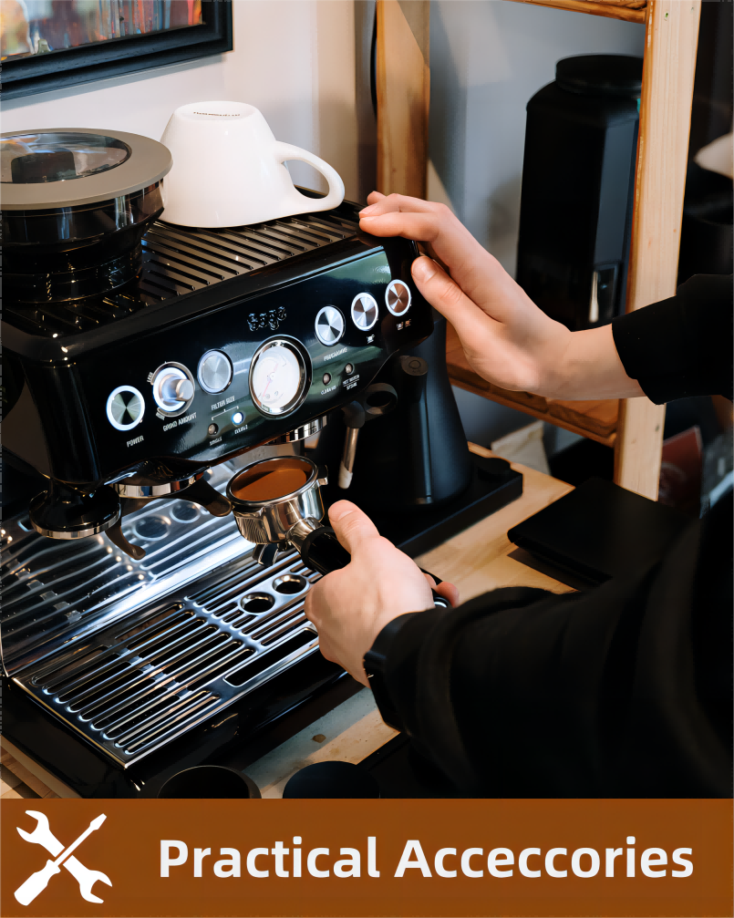 Close-up of a portafilter locked into an espresso machine