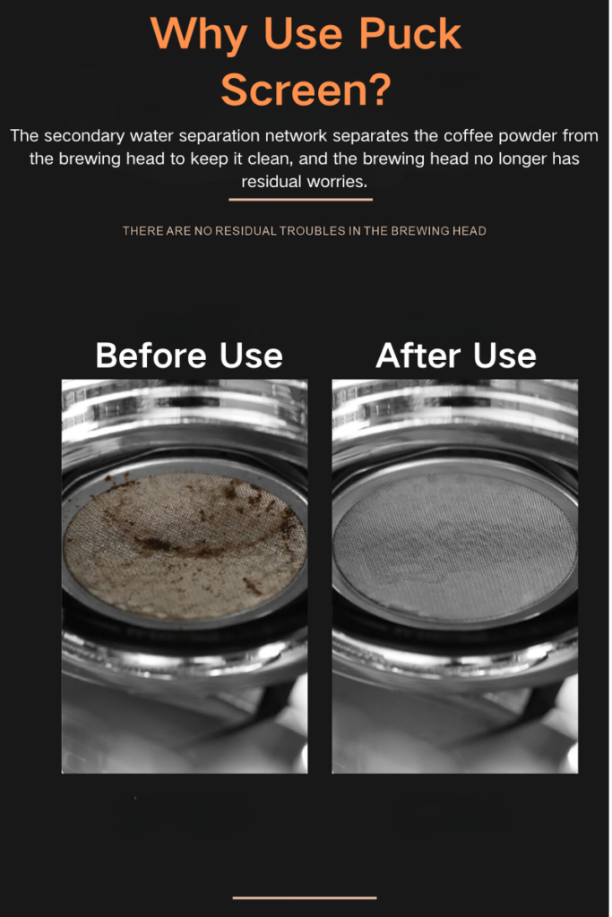 Before and after comparison of espresso pucks with and without screen