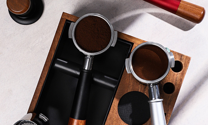 Coffee setup with knock box integrated