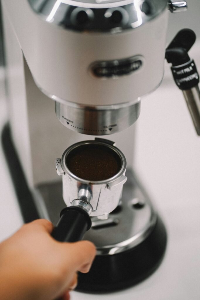 Close-up of a professional portafilter