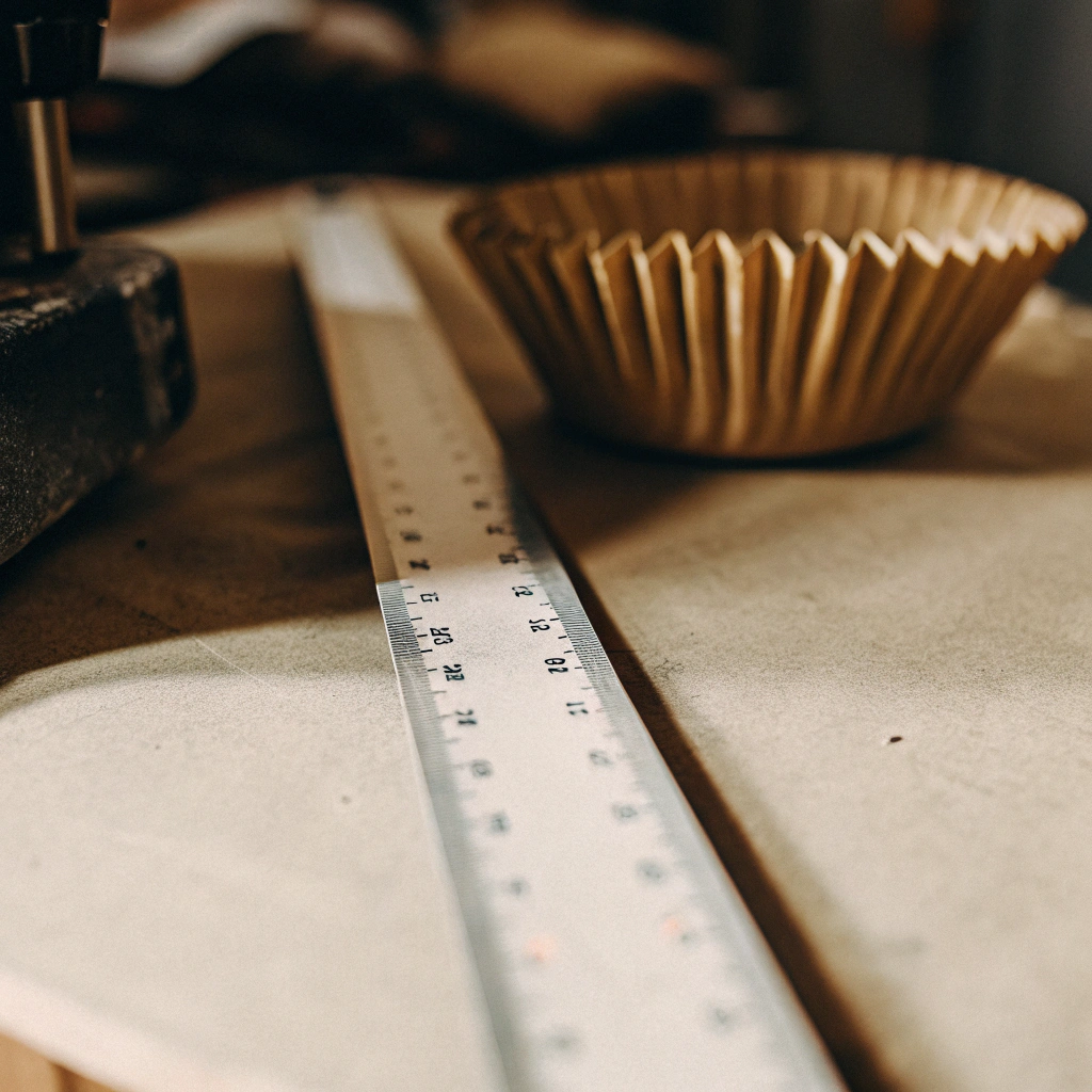 Measuring a flat #2 coffee filter with a ruler