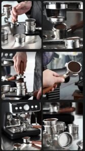professional barista using premium filter basket