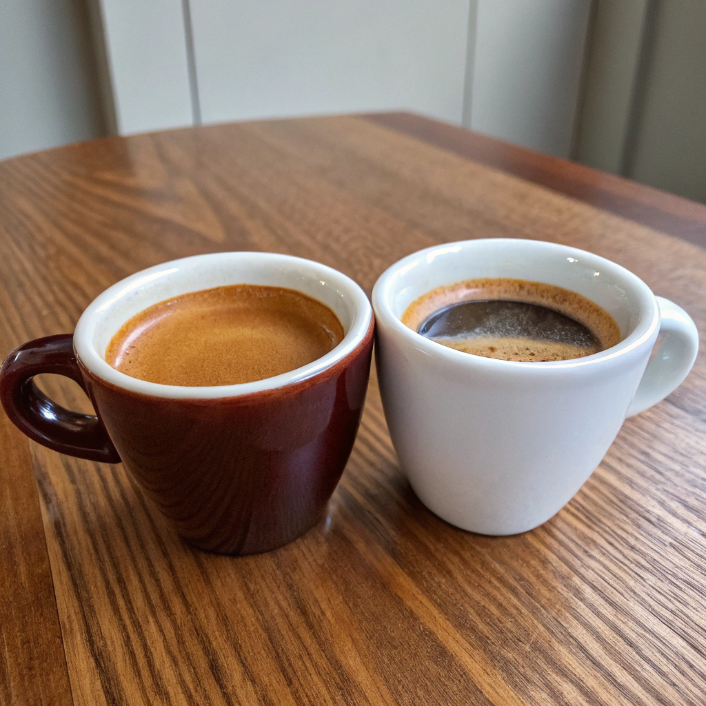 Comparison of espresso and Moka coffee in cups