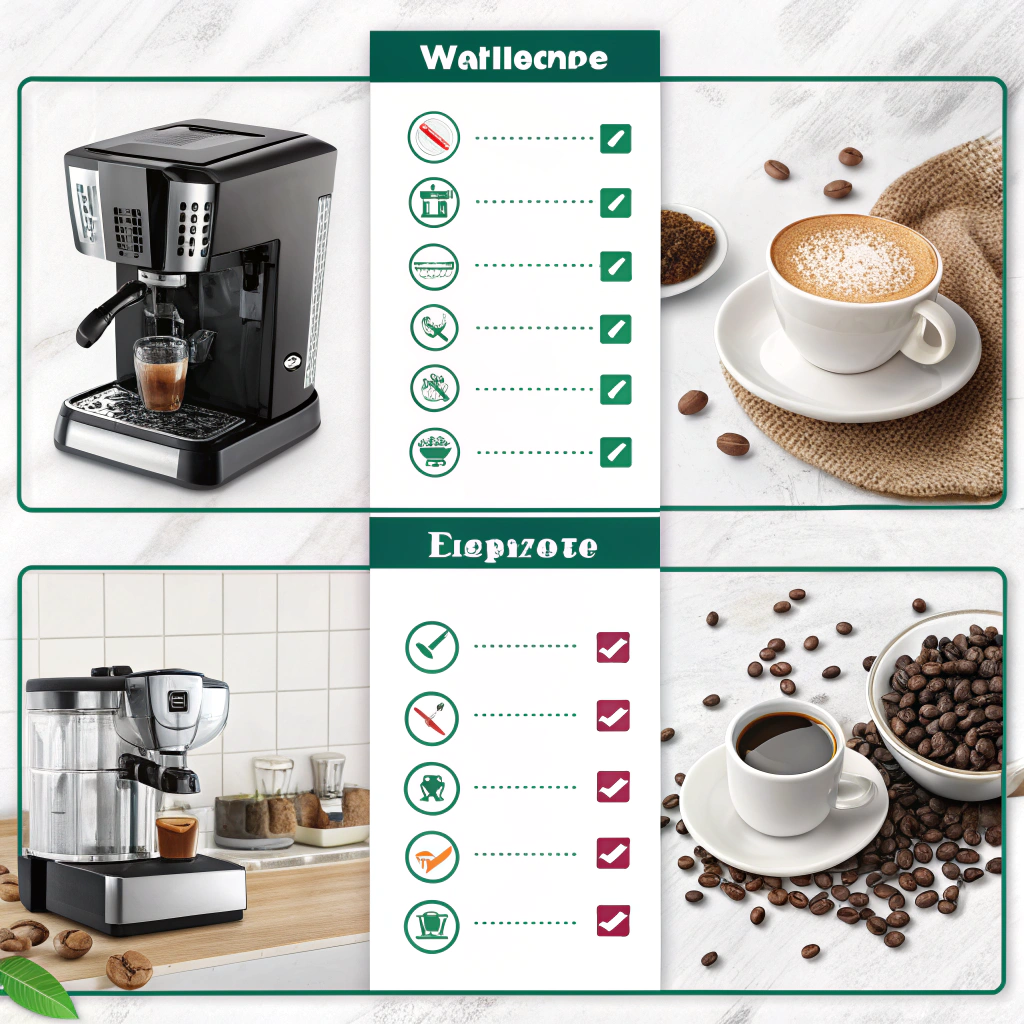 Different coffee machine types with cleaning requirements