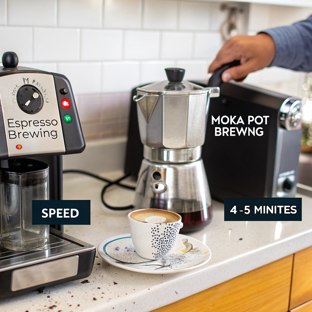 Person making coffee with both methods side by side