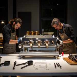 Professional coffee equipment including espresso machine, grinder, and accessories for coffee equipment business