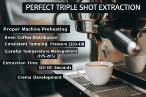A demitasse cup filled with a rich triple shot of espresso.