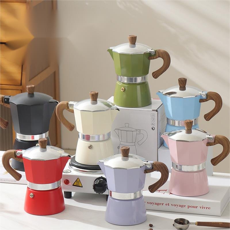 A collection of wholesale Moka pots in different sizes and materials