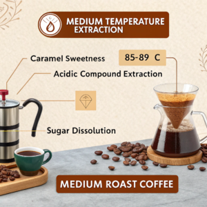 Temperature control for medium roast coffee