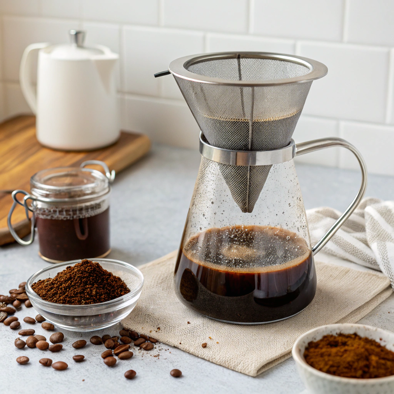 straining cold brew coffee