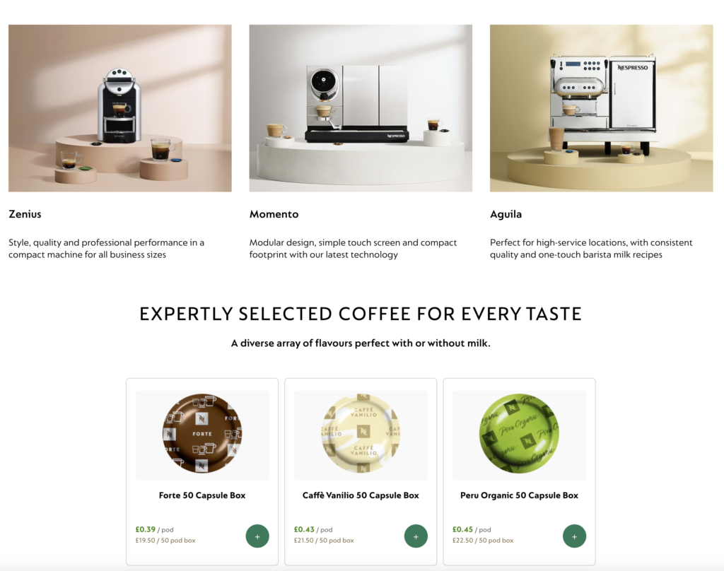 Nespresso professional coffee machines