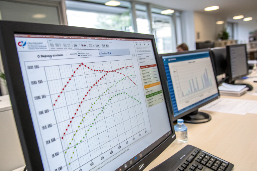 Statistical process control chart showing Cp/Cpk analysis for basket dimensions