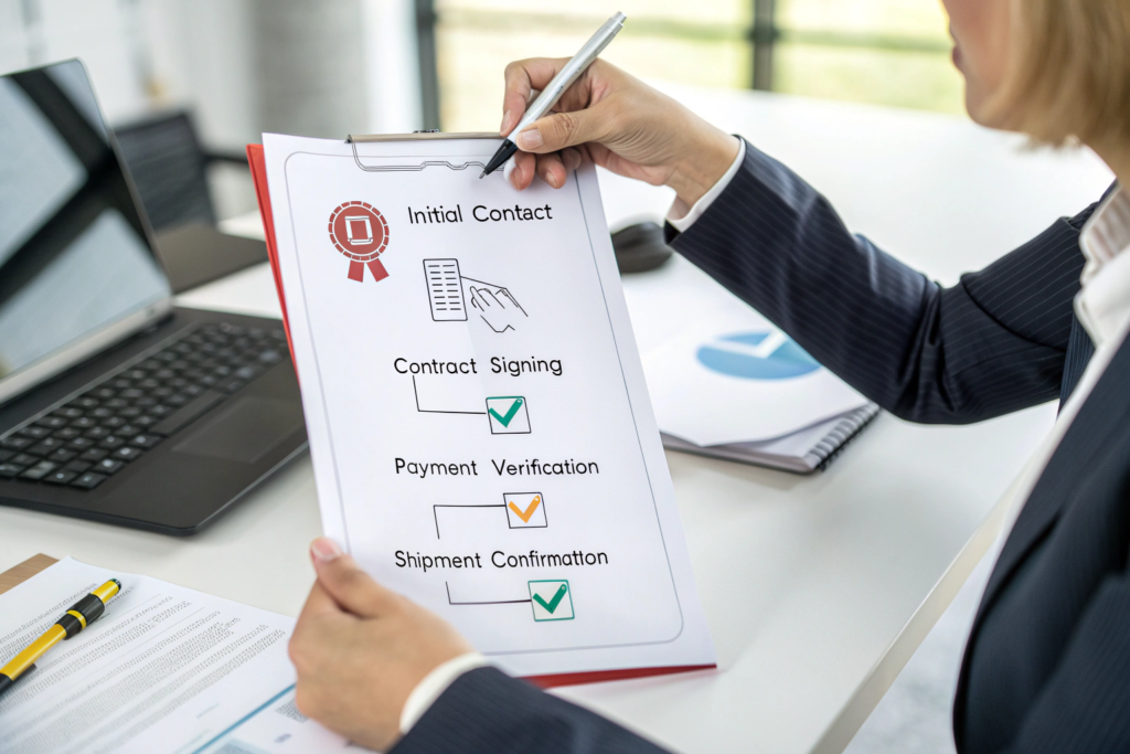 Secure payment process with Chinese manufacturers flowchart
