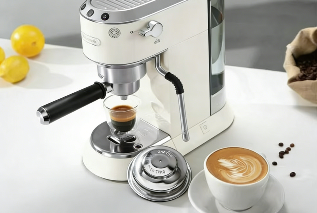 An entry-level home espresso machine with a pressurized portafilter